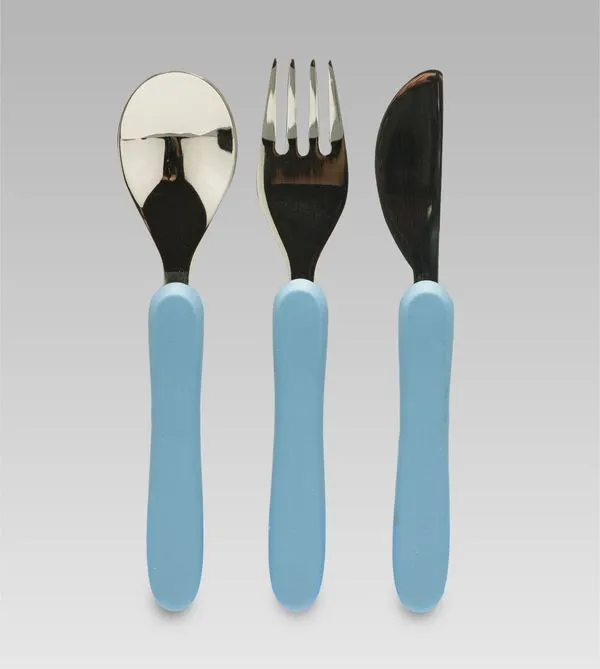Kit Talheres em Inox com 3 unidades Azul Twibex Azul