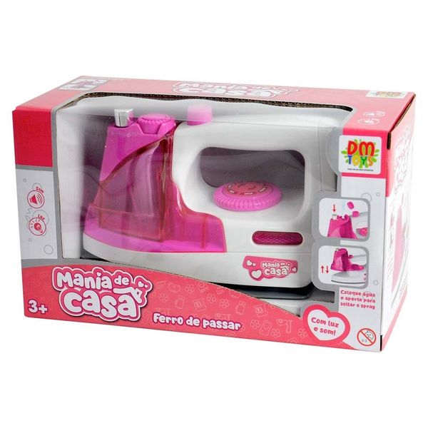 Ferro de Passar de Brinquedo Mania de Casa com Luz e Som DM Toys