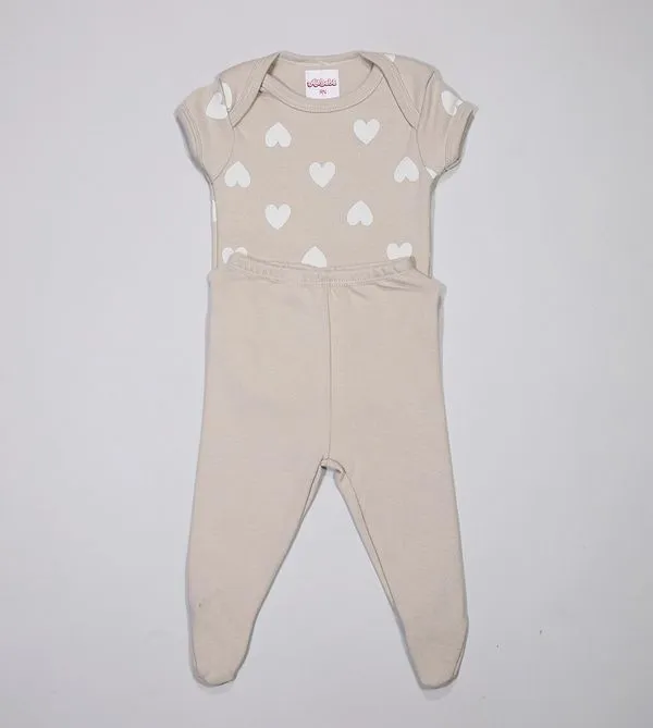 Conjunto Body Coração - 6011257 De 0 a 12 meses Bege - GG