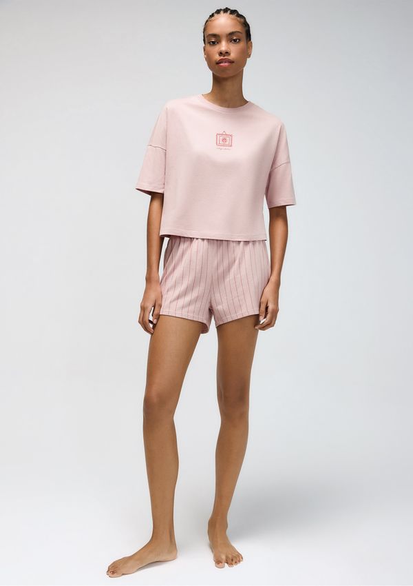 Pijama Curto Feminino Box Estampado - Rosa XG