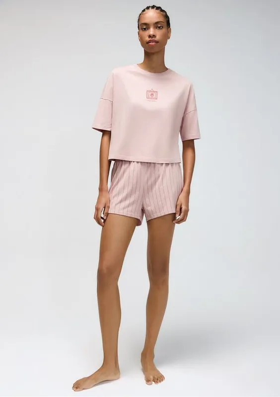 Pijama Curto Feminino Box Estampado - Rosa XG