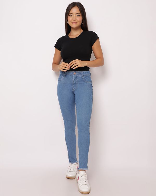 Calça Jeans Feminina Skinny Barra Desfiada Biotipo Azul 40
