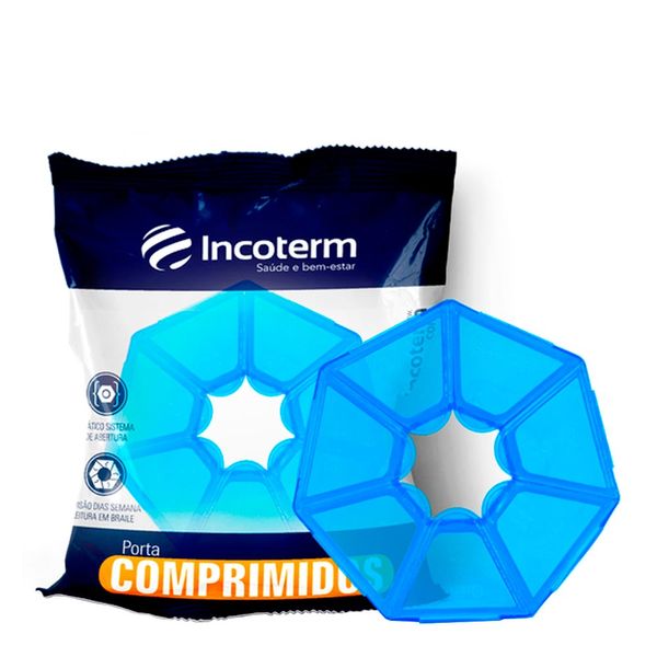 Porta Comprimidos Incoterm Básico Pequeno Azul Translúcido 1 Unidade
