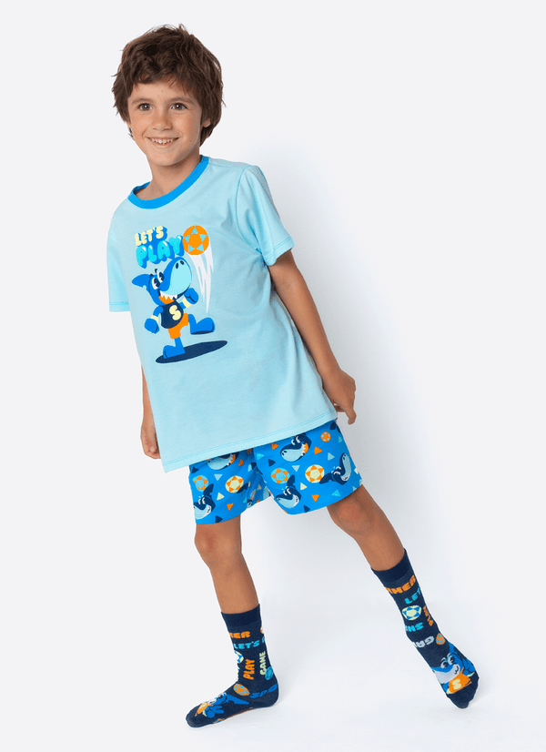 Pijama Manga Curta Algodão Menino Tubarão Futevôlei 6