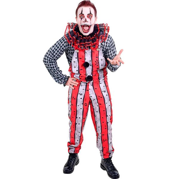 Fantasia Palhaço Halloween Masculina Adulta de Luxo P / Vermelho