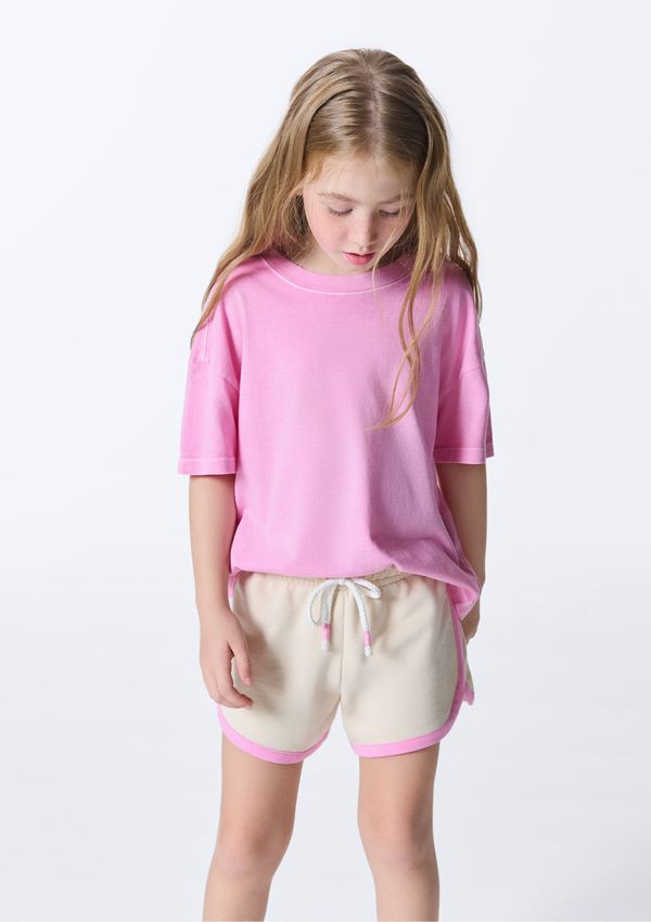 Blusa Infantil Menina Decote Em Ribana Oversized - Rosa 014