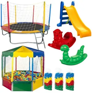 Trampolim 2,30m com Piscina Oitavada 1500 Bolas Escorregador Medio 2 Gangorras 1 Lugar Rotoplay Brinquedos Trampolim 2,30m Piscina Oitavada 1500 Bolas Escorregador Medio 2 Gangorras Rotoplay Brinquedos