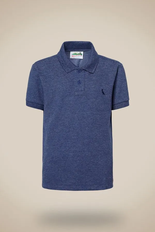 Polo Mini Piquet New Jeans Azul Medio - 12