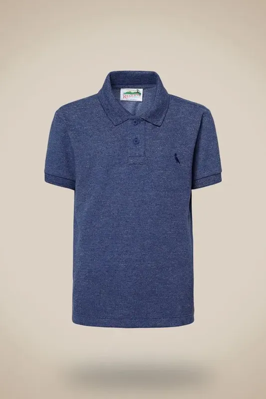 Polo Mini Piquet New Jeans Azul Medio - 12