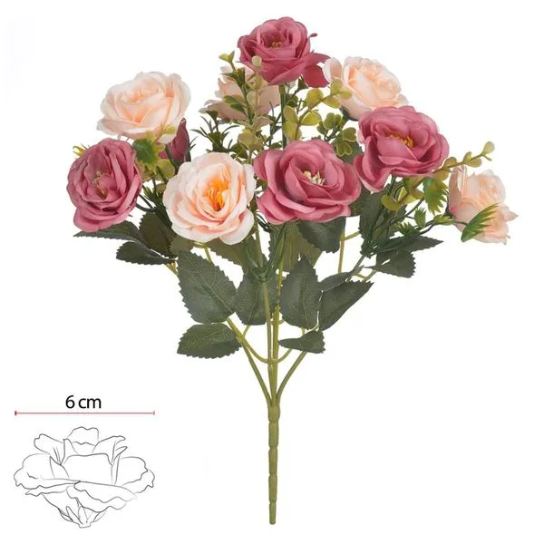 Buquê Rosa Artificial Florarte X10 Rs Outono 2T 28cm 5007 (MP)