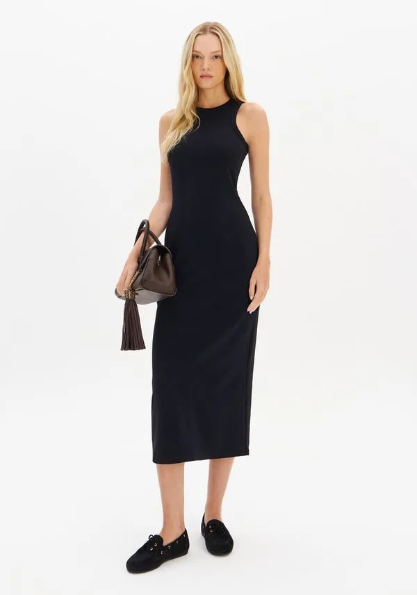 Vestido Midi De Jacquard Preto G