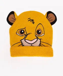 gorro infantil de tricô simba amarelo Único