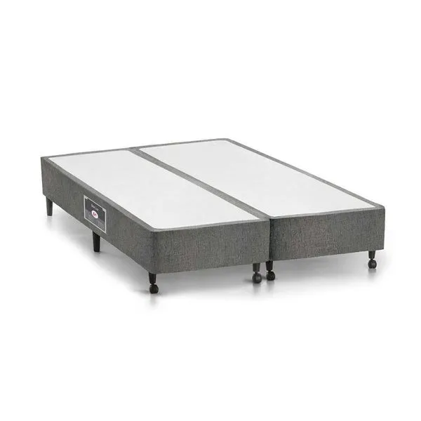 Cama Box Base Queen Gold Star Suede Gray (158x198x27) - Castor