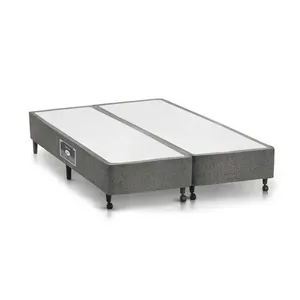 Cama Box Base Queen Gold Star Suede Gray (158x198x27) - Castor