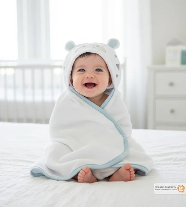Toalha com Capuz Bichinhos 70 x 90cm Azul