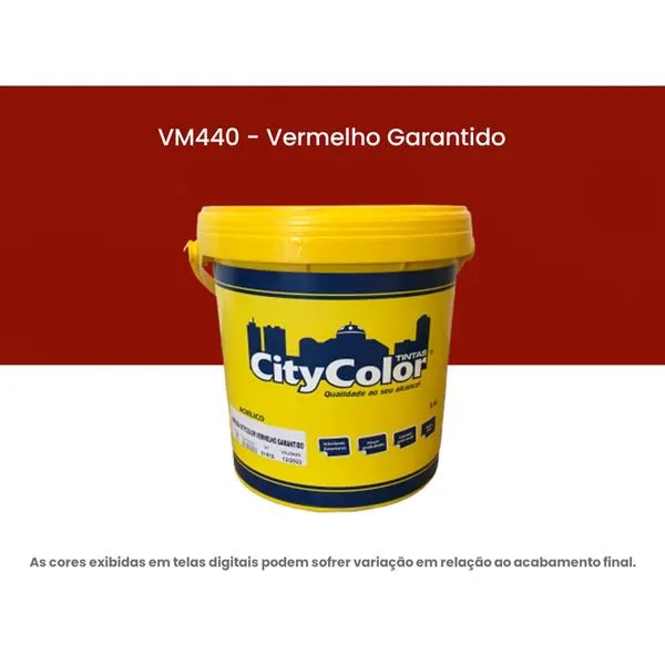 Tinta Acrílica Citycolor Econômica Fosco Vermelho Garantido 3,6 Litros 064VM440 (MP)