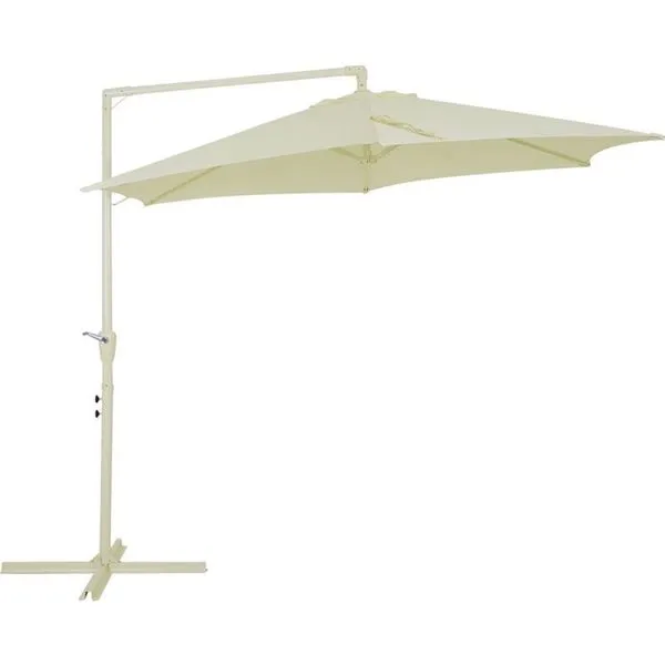 Ombrelone Suspenso Bel Veneza 3 Metros - Bege Guarda Sol Lateral Com Base Em X