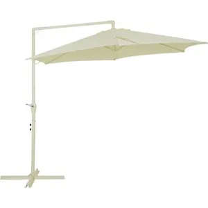 Ombrelone Suspenso Bel Veneza 3 Metros - Bege Guarda Sol Lateral Com Base Em X