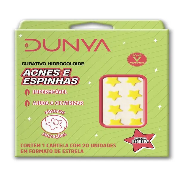 Adesivos Curativos Hidrocoloide Acnes e Espinhas 20 Unidades em Formato de Estrela