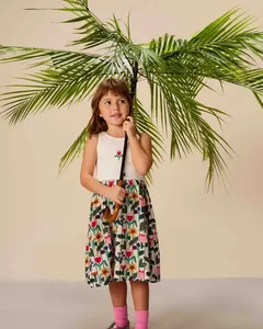 Vestido Rib Flores Do Jardim Est Flores Do Jardim Fundo Off White - 10