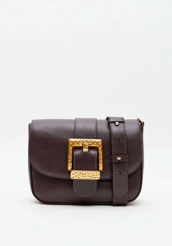 Bolsa Crossbody Couro Com Maxi Fivela Marrom U