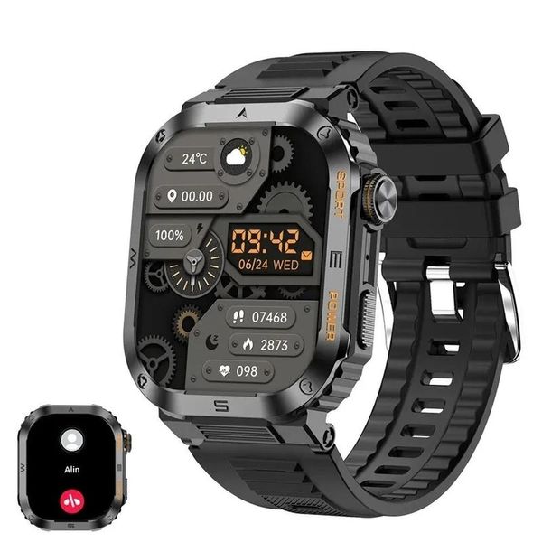 Relógio de pulso fitness impermeável para homens smartwatch esportivo Preto