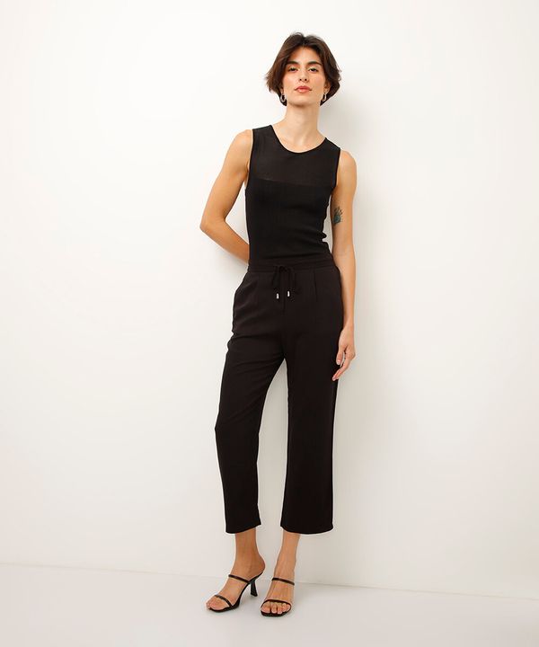 calça jogger de viscose cintura alta com ponteira preto 36
