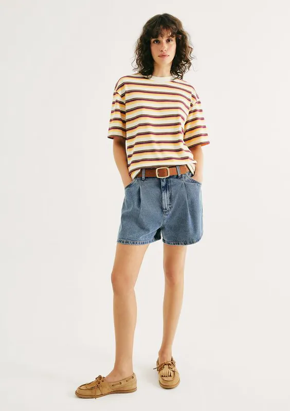 Shorts Feminino Evasê Em Jeans - Azul 036