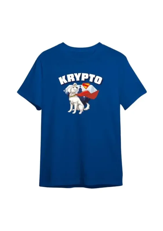 Camiseta Algodão Azul Manga Curta Superman Krypto Escudo M / Azul