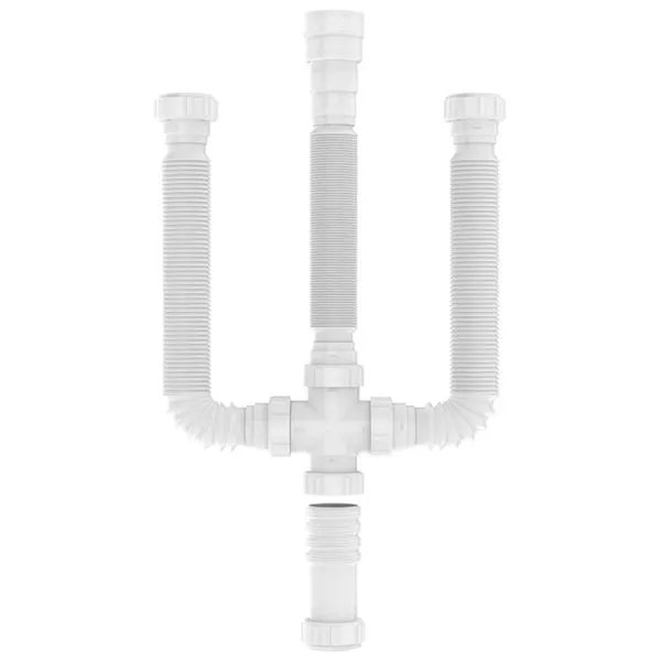 Kit Conexão Blukit Tubo Extensivo Sifão Para Cuba Tripla Branco (MP)