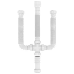 Kit Conexão Blukit Tubo Extensivo Sifão Para Cuba Tripla Branco (MP)