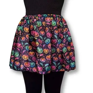 Saia Infantil Halloween Estampada para Fantasias em Cetim com Elástico Ajustável Preto Extra Festas Saia Infantil Halloween Estampada Cetim Elástico Ajustável Preto Extra Festas
