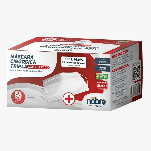 Mascara Nobre Com 50 Tripla Com Elastico Branca