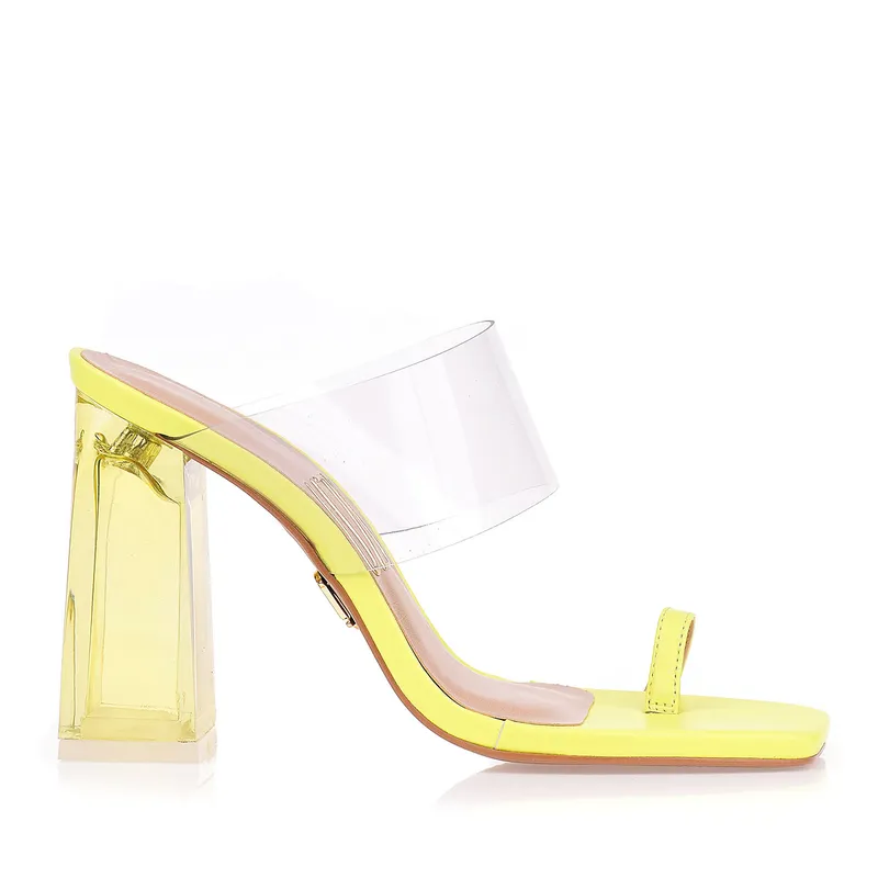 Sandália Salto Alto Fluor Amarelo