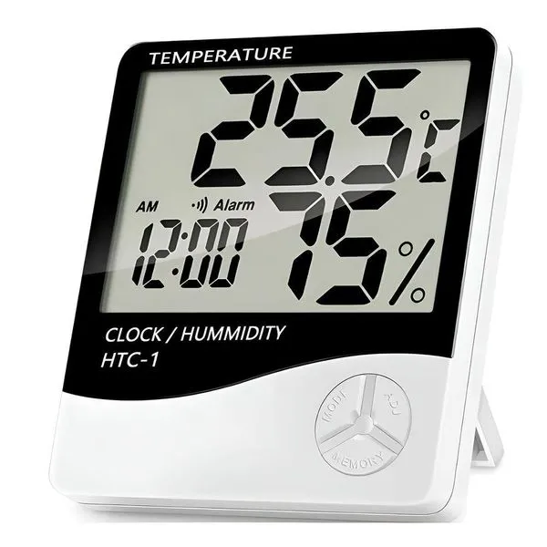 Termômetro Higrômetro Digital Com Relógio – Monitoramento De Temperatura E Umidade