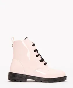 bota coturno infantil envernizado rosa 29