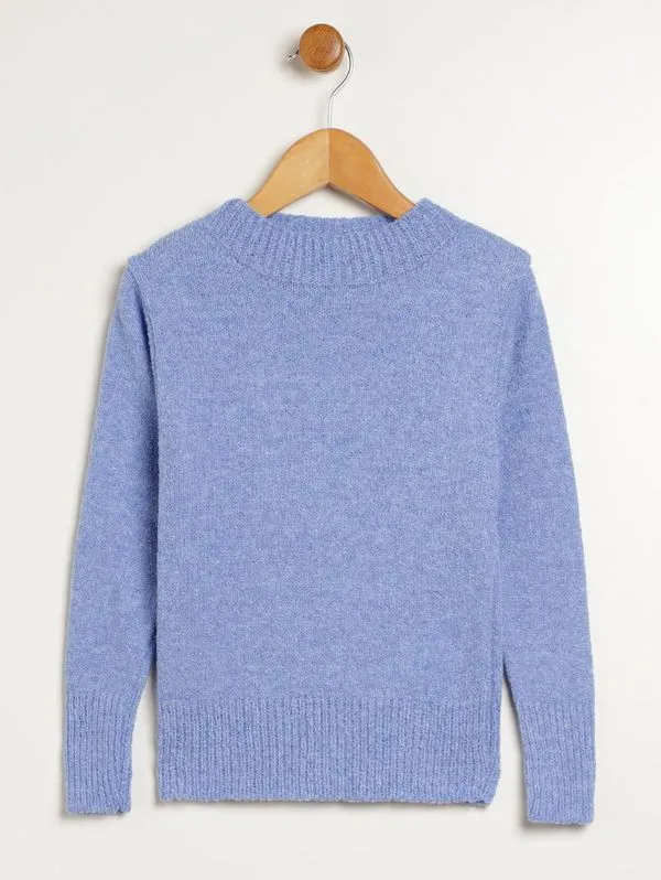 Blusão Tricot Infantil Para Menina - AZUL 8