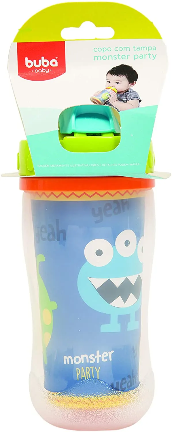 Copo canudo Buba Monster Party com Tampa 350ml