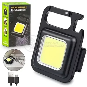 Lanterna De Bolso Multifuncional Led Com Abridor De Garrafas Mosquetão Suporte Traseiro Recarregável