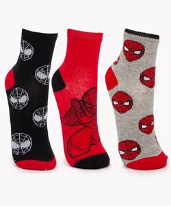 kit de 3 pares de meias infantis homem aranha cano médio colorido 34-37