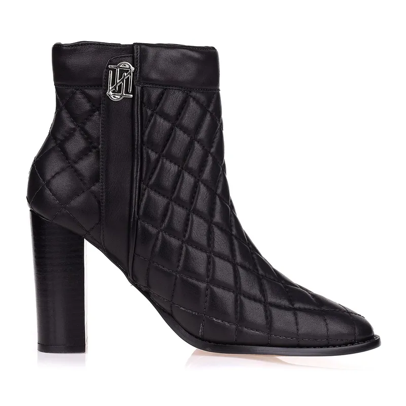 Bota Ankle Salto Bloco Matelassê