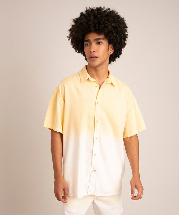 camisa relax de sarja estampada degradê manga curta amarelo G