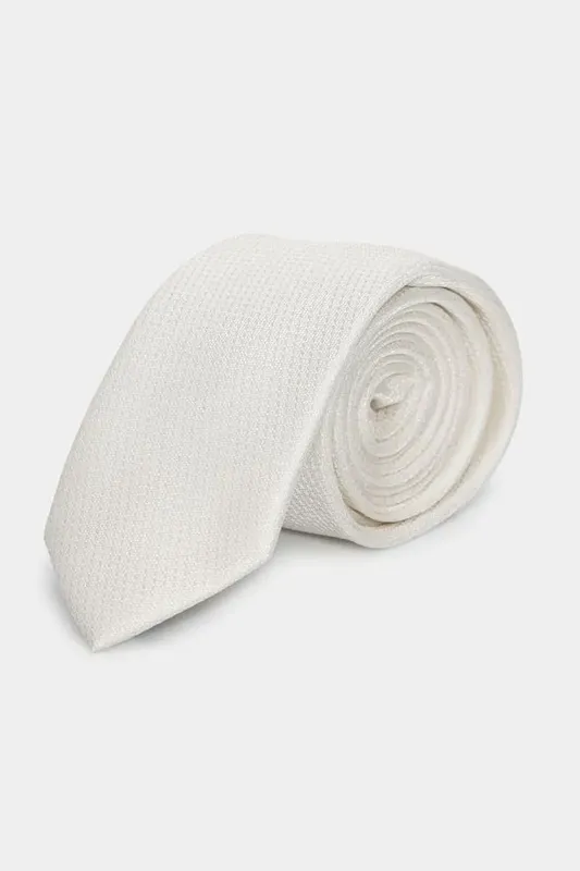 Gravata Falso Liso 6 Cm Off White - UN