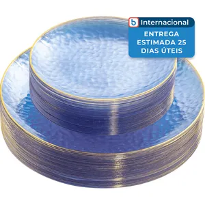Pratos De Plástico 60 Peças Descartáveis Rubtlamp Azul A-MBI