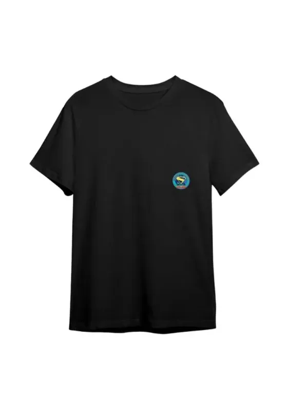 Camiseta Algodão Preta Manga Curta Superman Metropolis G / Preto
