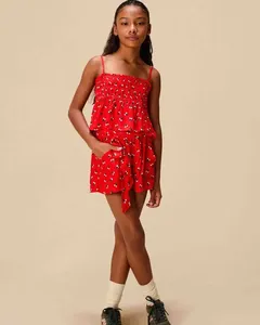 Short Cerejeira e Est Cerejeira Mini Fundo Vermelho Puro - 12