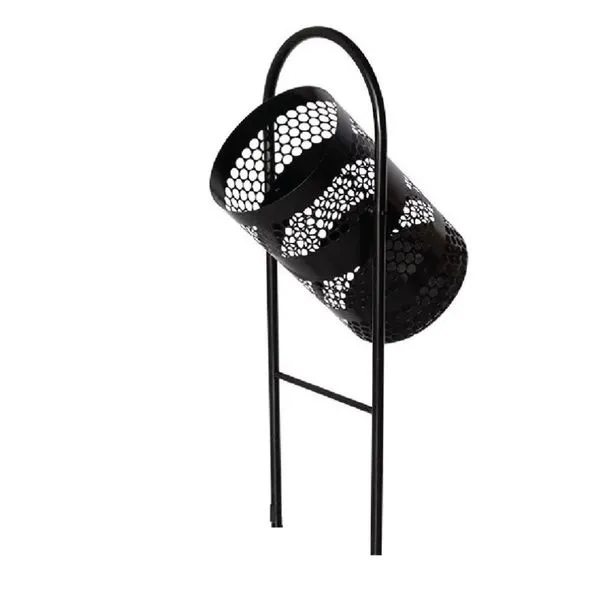 Lixeira Para Calçada De Rua Externa Preta 35x80x35cm