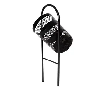 Lixeira Para Calçada De Rua Externa Preta 35x80x35cm