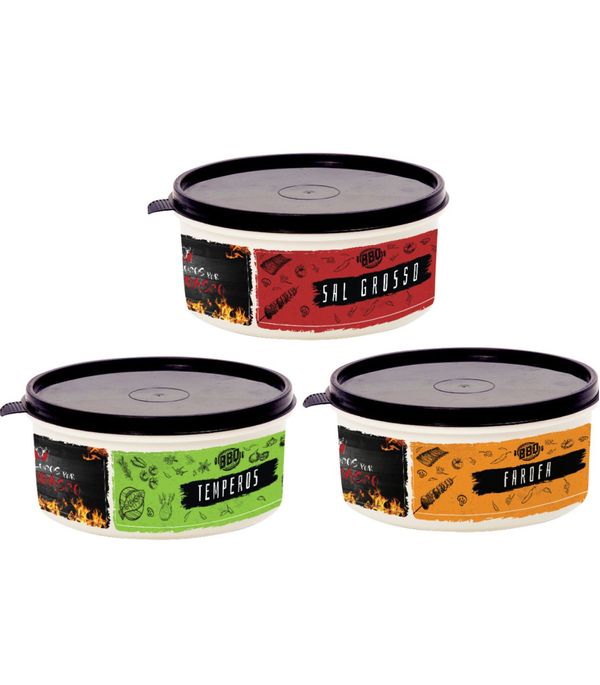 Kit Potes para Churrasco 3 Peças 750ml DM Plas Unica