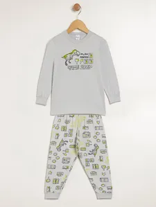 Pijama Longo Estampado Infantil Para Menino - CINZA 1